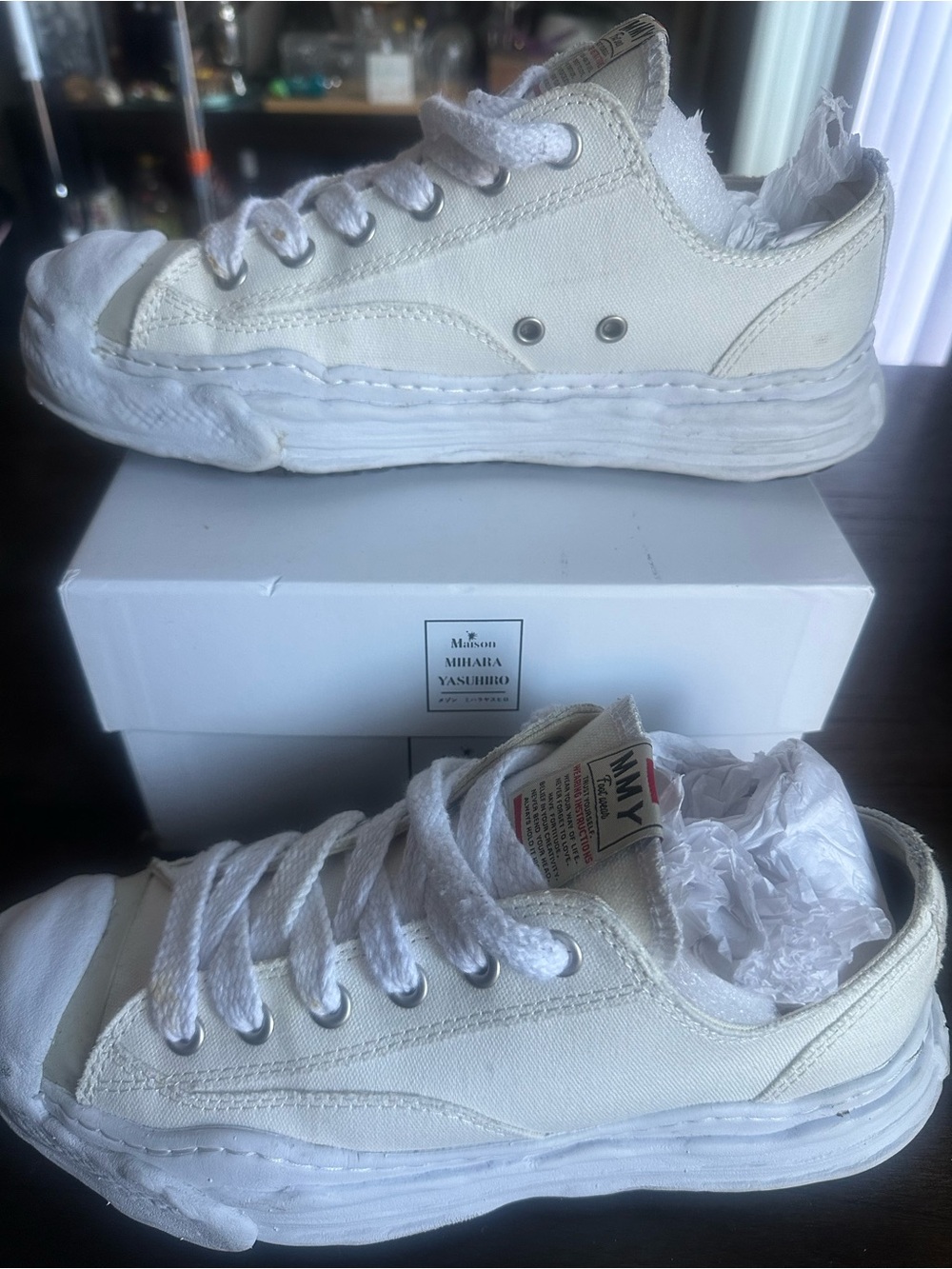 Miharayasuhiro Men’s Off-White Canvas Lace-Up Sneakers